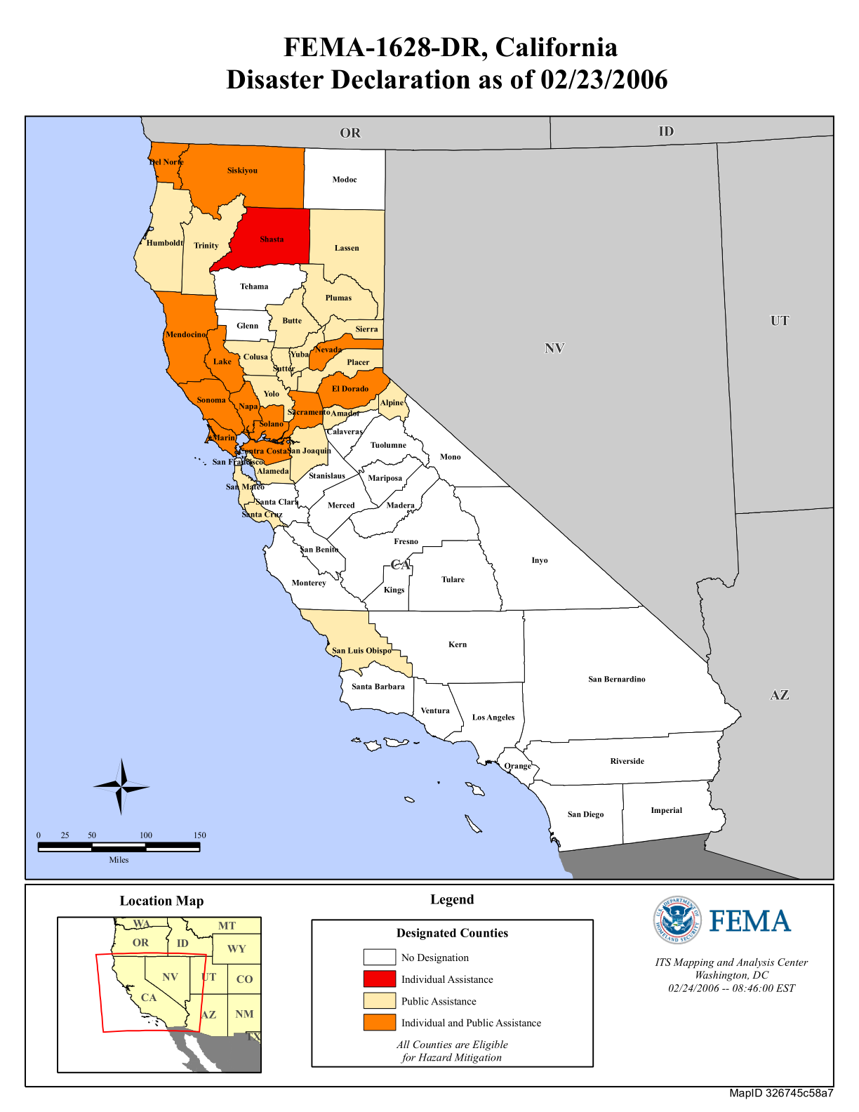 California Severe Storms, Flooding, Mudslides, and Landslides (DR1628