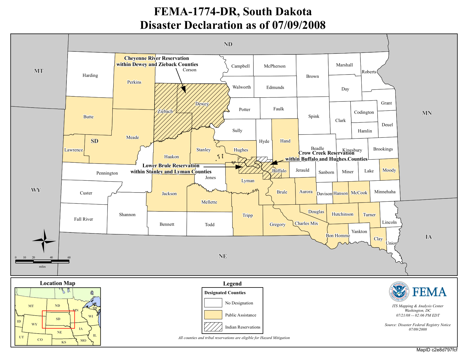 Map of South Dakota