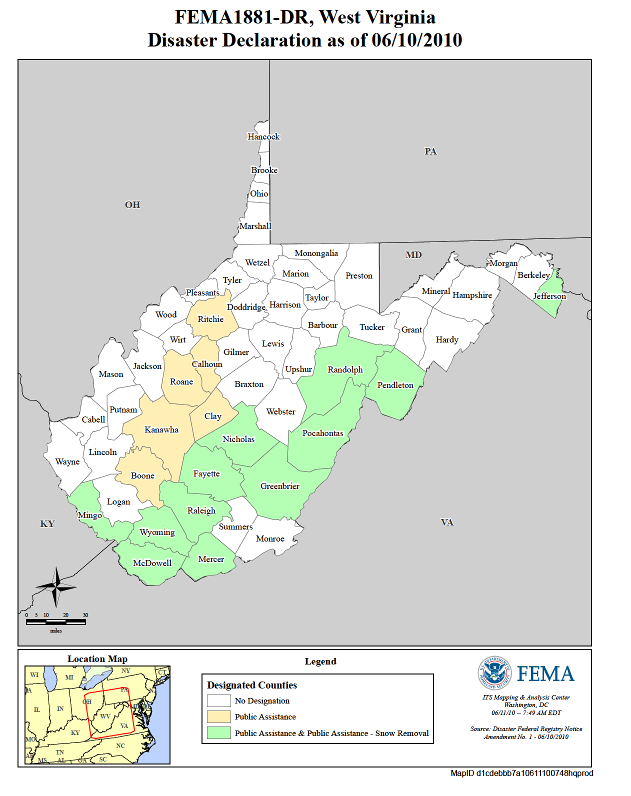 Map of West Virginia