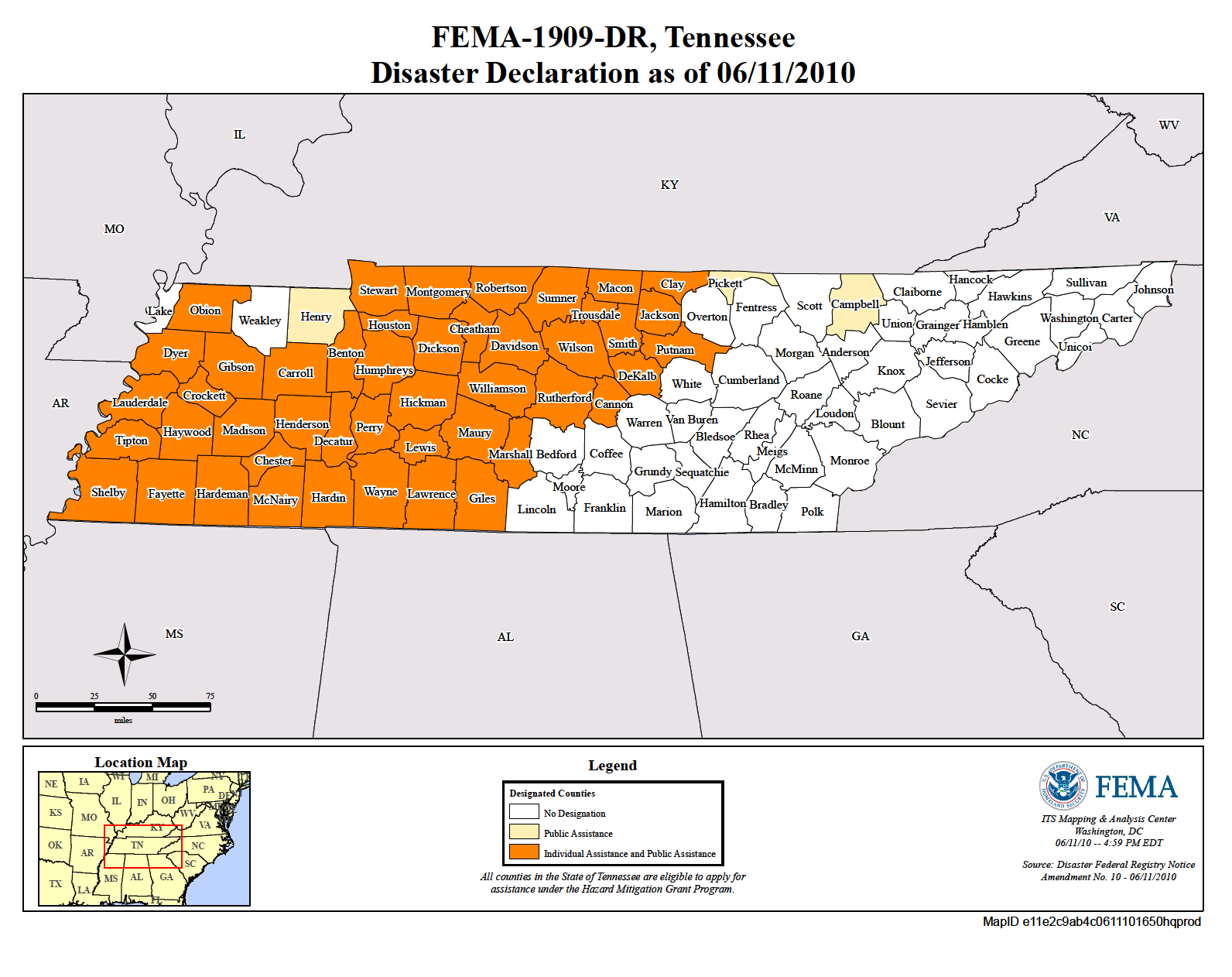 Map of Tennessee