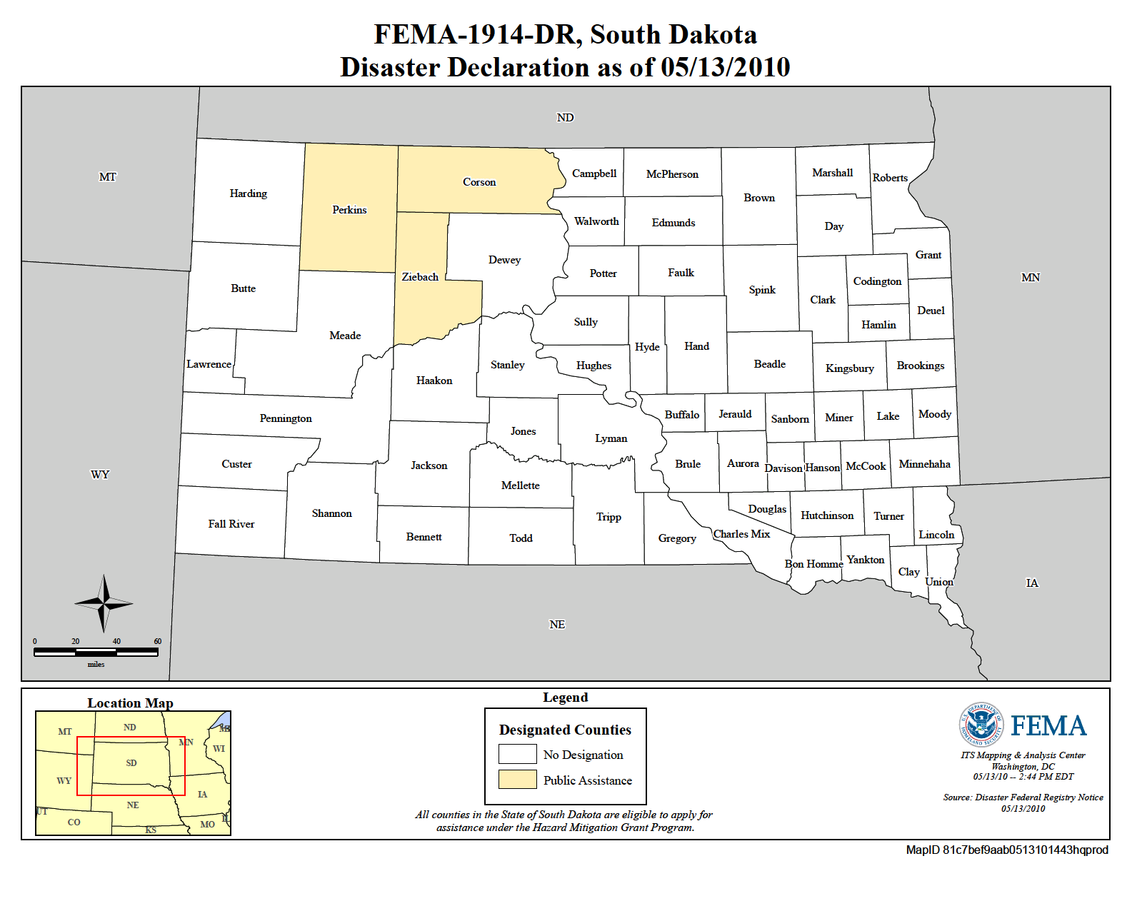 Map of South Dakota