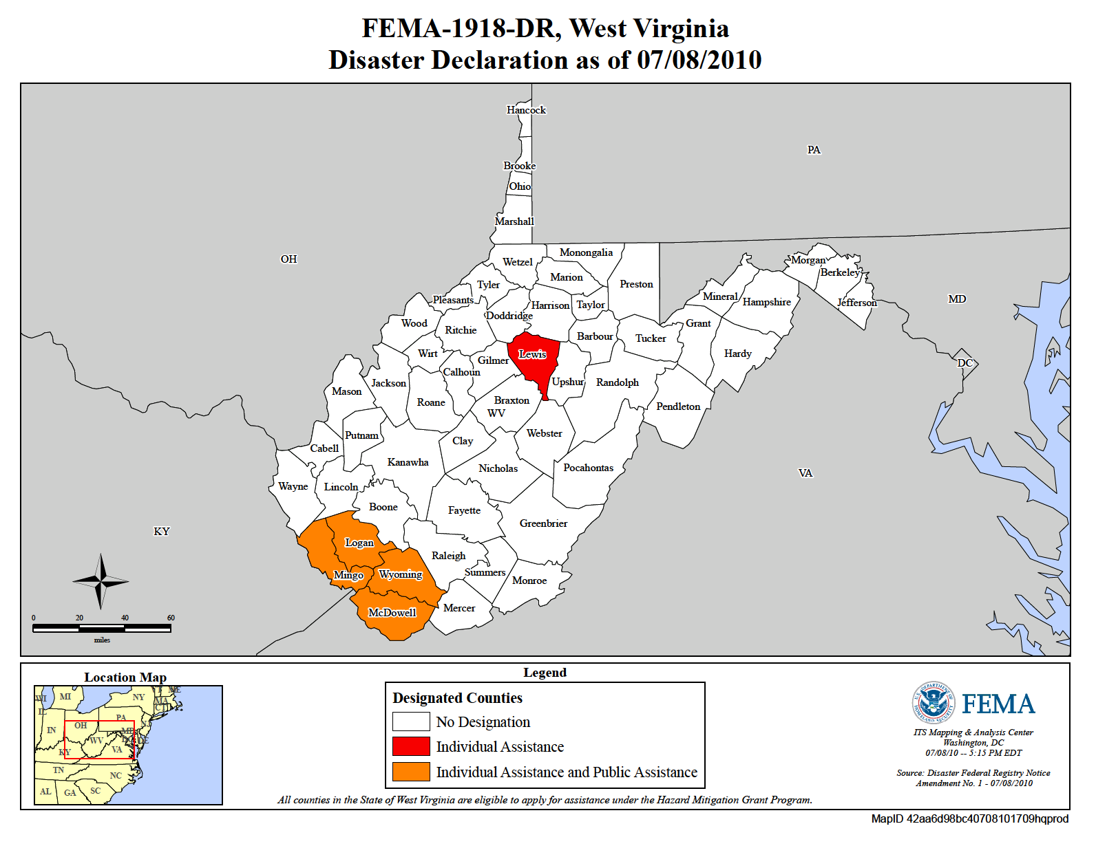 Map of West Virginia