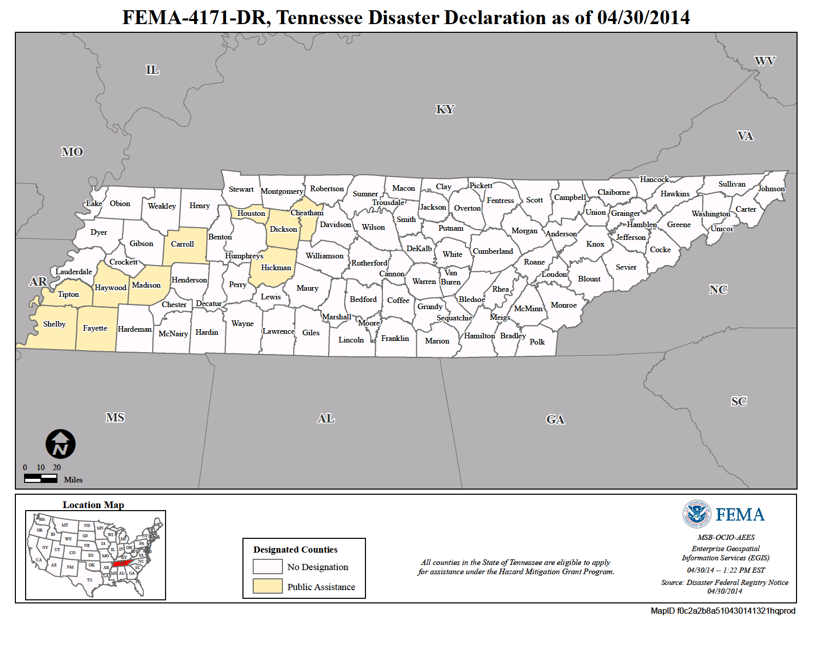 Map of Tennessee