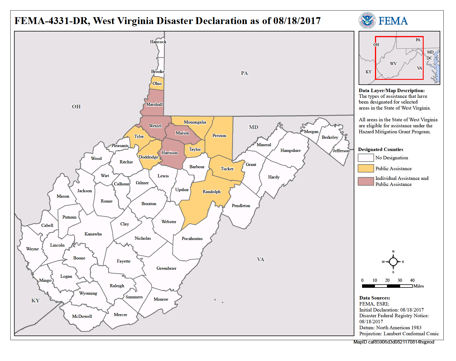 Map of West Virginia