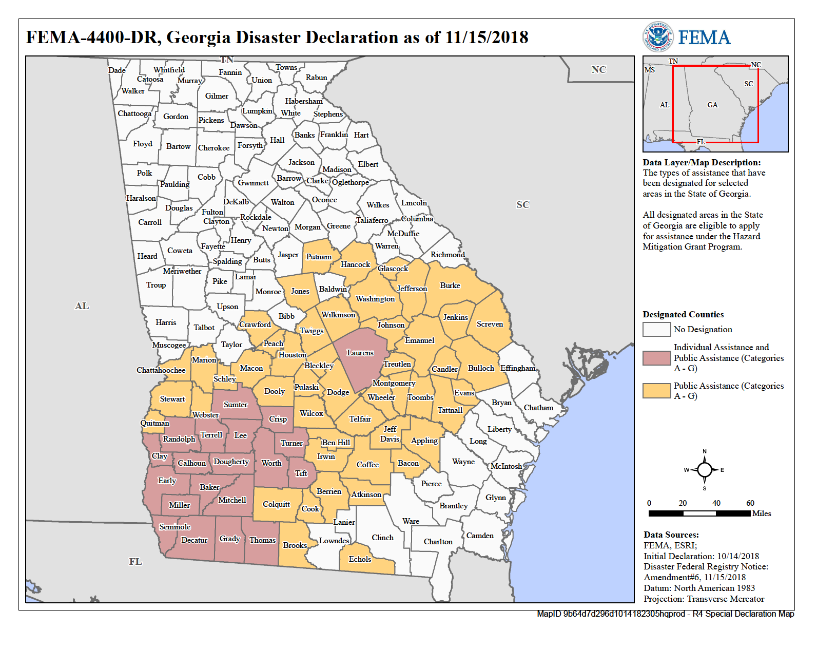 Declared Disasters and disaster resources provided by