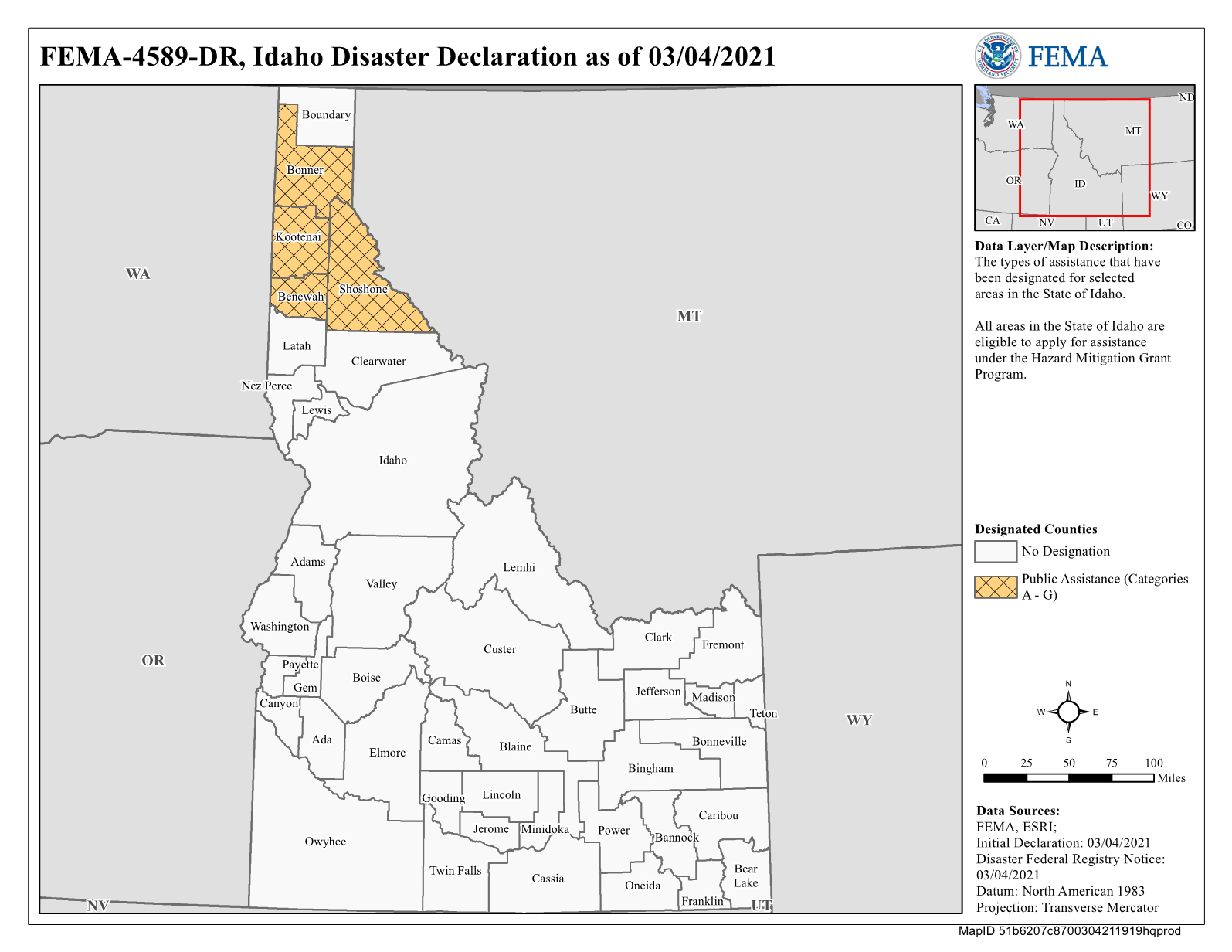 Designated areas. Idaho Map.