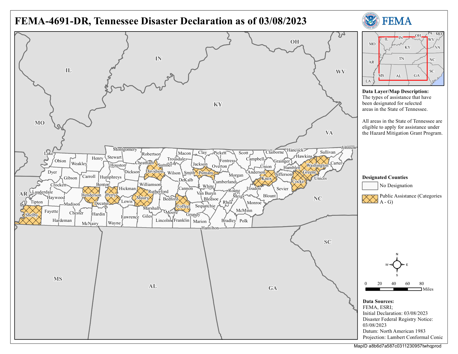 Map of Tennessee