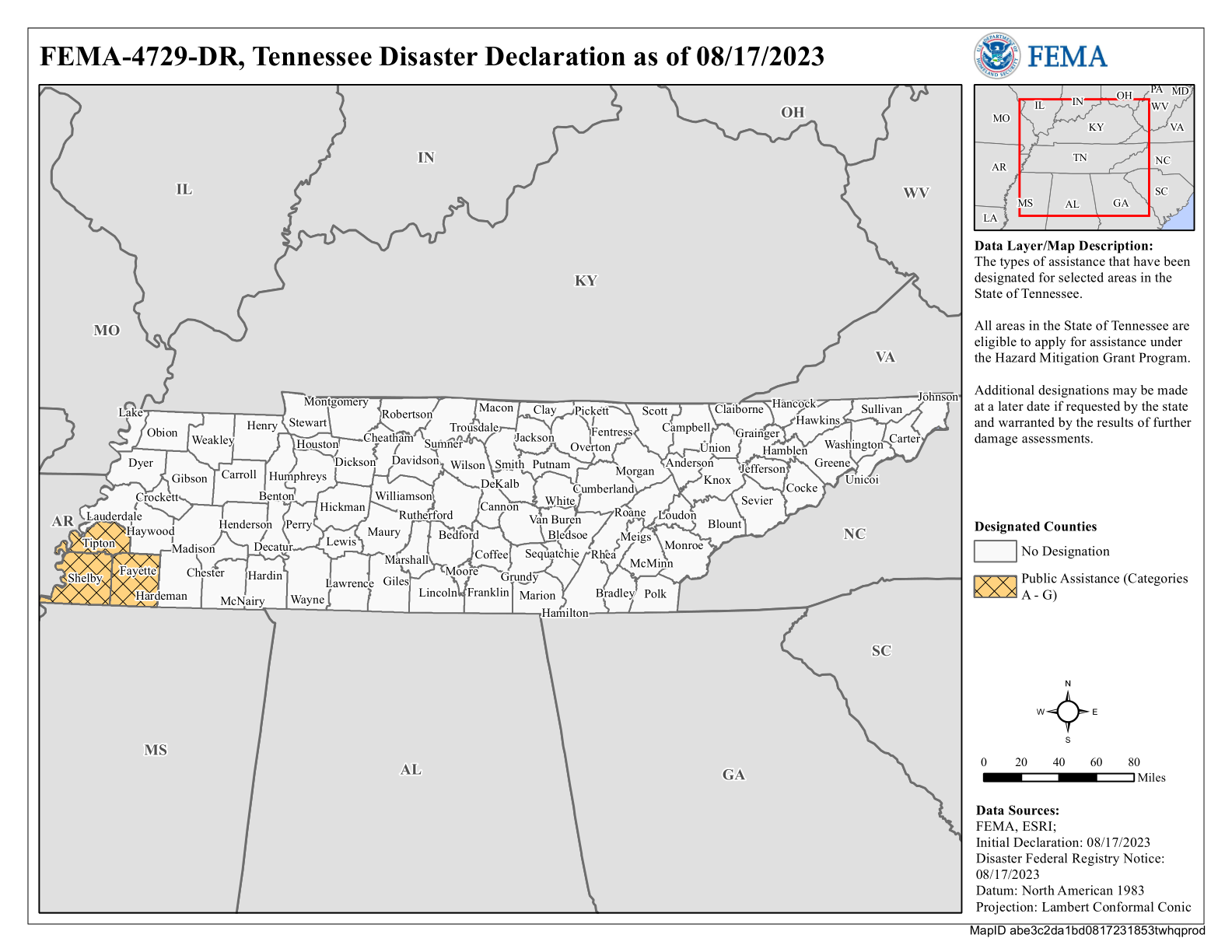 Map of Tennessee