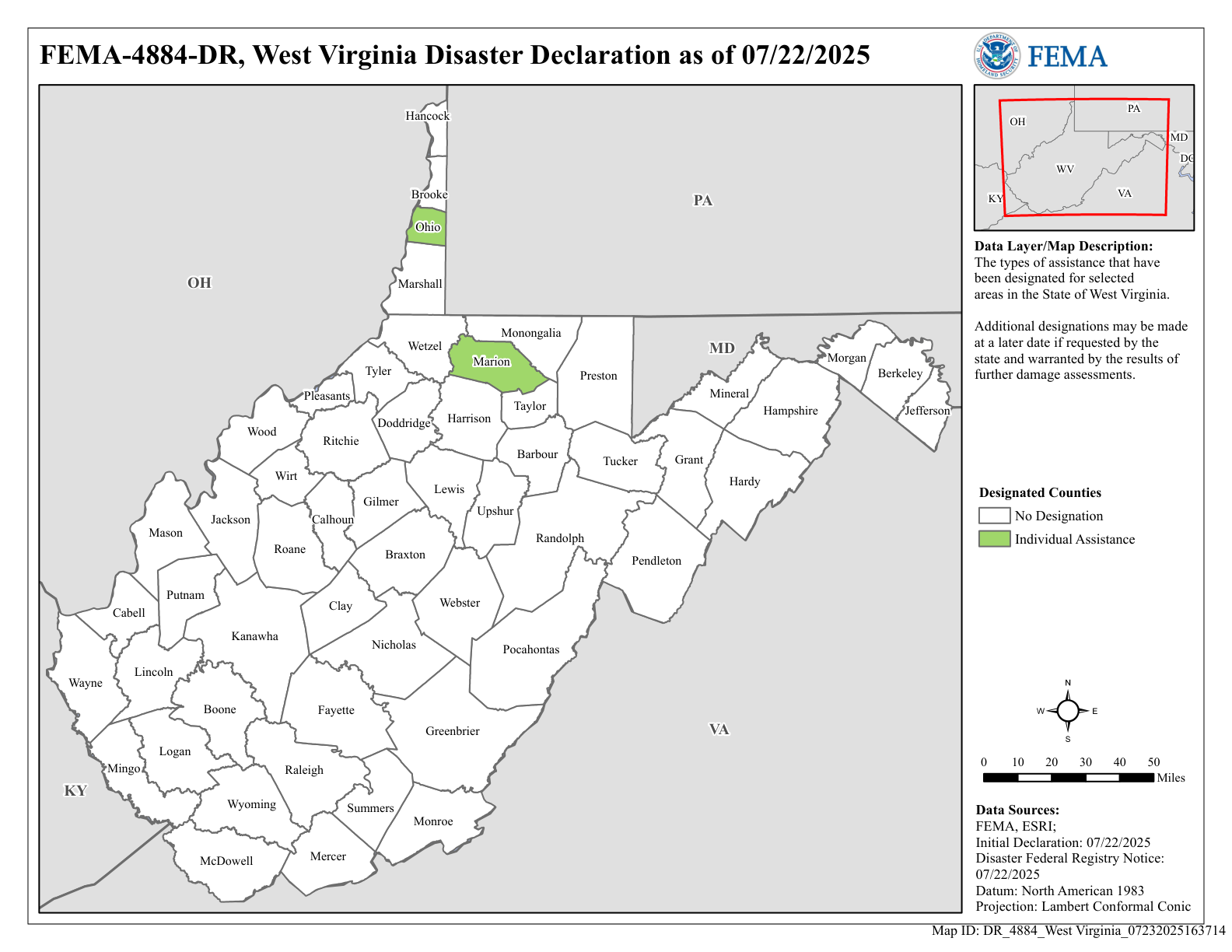 Map of West Virginia