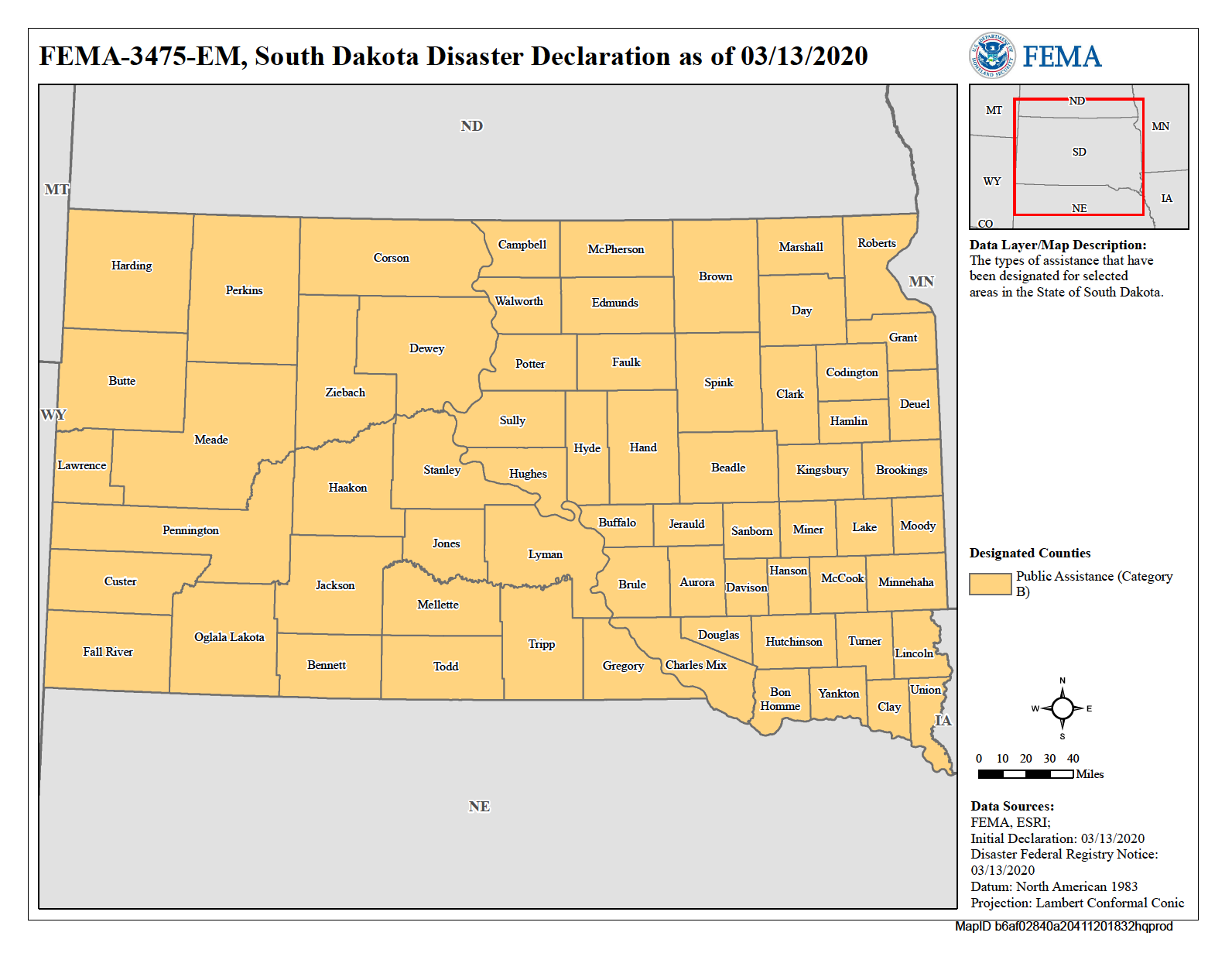 Map of South Dakota