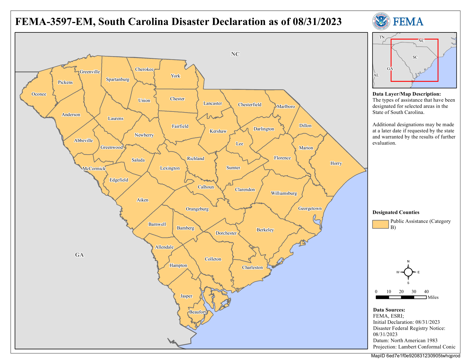 Map of South Carolina